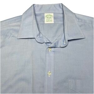 Brooks Brothers 1818 Dress Shirt 16.5 33 Mens Milano Pinpoint Oxford Solid Blue